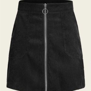 Black corduroy zip up skirt